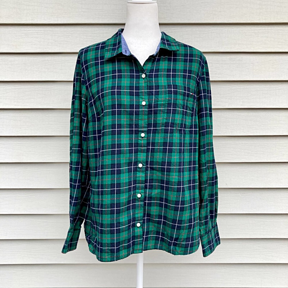 Tommy Hilfiger Plaid Button Down Shirt Size Large